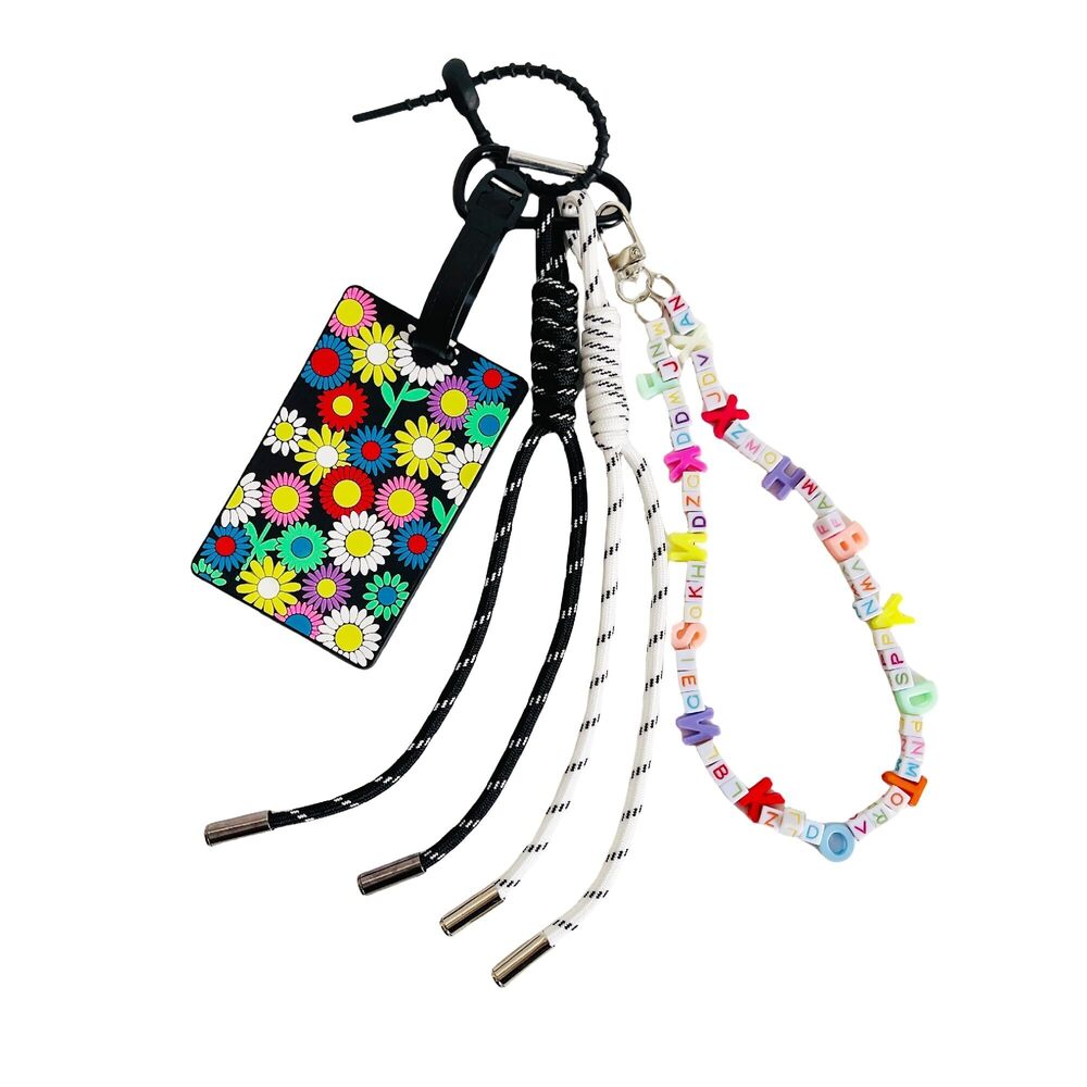 3867 Colorful Beaded Rope Braided Keychain Bag Charms for Handbag Purse